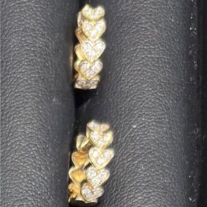 14k Gold and Diamond Heart Huggies